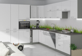 Kuchyně BIANCA - Šedá/Bílý Lesk