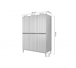 Skříň Nicole 150 cm se 2 skrytými zásuvkami - modrá MDF / černé nožky