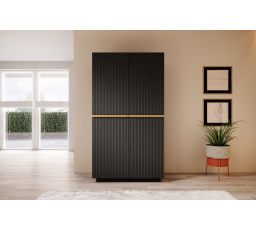 Skříň Nicole 100 cm se 2 skrytými zásuvkami - černý mat / zlaté úchyty