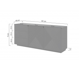 Komoda Asha se zásuvkami a rýhovaným čelem 167 cm - kašmír