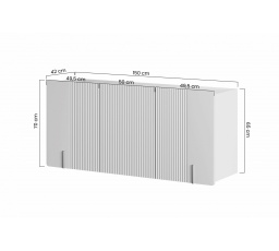 Závěsná komoda Malmi 150 cm - kašmír / crema bianca / zlatá