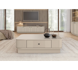 VESPER KONFERENČNÍ STŮL 103 1SZ - kašmírový MDF / kašmír / černé úchyty / sokl