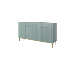 Komoda Nicole 200 cm  čtyřmi zásuvkami - šalvěj MDF / zlaté nohy