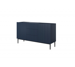 Komoda Nicole 150 cm s třemi zásuvkami - Tmavě modrá MDF / černé nožky