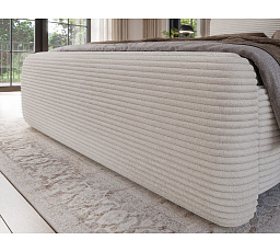 Bed Ollival 140x200 with metal frame and storage box, white velvet Modullo 01 1
