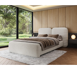 Bed Ollival 180x200 with metal frame and storage box, white velvet Modullo 01 1