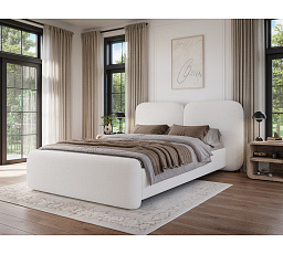 Bed Ollival 160x200 with metal frame and storage box, grey bouclé Paolli 01 140x200 1