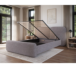 Bed Ollival 180x200 with metal frame and storage box, grey velvet Paolli 04 1