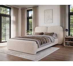Bed Ollival 160x200 with metal frame and storage box, white velvet Jarell 18 140x200 1