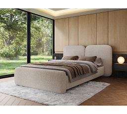 Bed Ollival 140x200 with metal frame and storage box, beige bouclé Royal 18 1