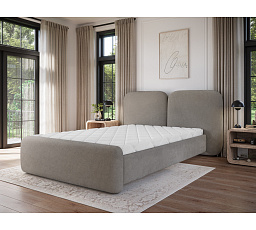 Bed Ollival 140x200 with metal frame and storage box, beige plush Sola 18 160x200 1