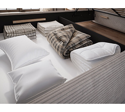 Bed Ollival 140x200 with metal frame and storage box, beige velvet Jarell 20 1