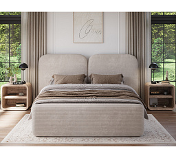 Bed Ollival 160x200 with metal frame and storage box, beige velvet Jarell 20 1