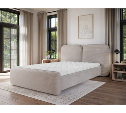 Bed Ollival 180x200 with metal frame and storage box, beige velvet Jarell 20 1
