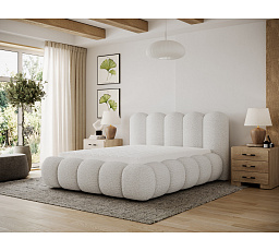 Oloroso bed 140x200 with metal frame and storage compartment, white bouclé Royal 01 1