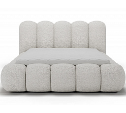 Oloroso bed 160x200 with metal frame and storage compartment, white bouclé Royal 01 1