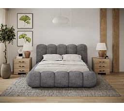 Oloroso bed 140x200 with metal frame and storage compartment, dark grey plush Avexin 05 1