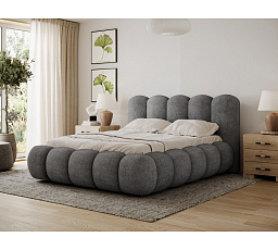 Oloroso bed 160x200 with metal frame and storage compartment, dark grey plush Avexin 05 1