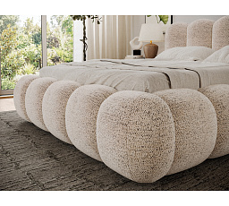 Oloroso bed 160x200 with metal frame and storage compartment, light beige chenille Feldor 18 1
