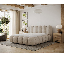 Oloroso bed 140x200 with metal frame and storage compartment, brown bouclé Royal 20 1
