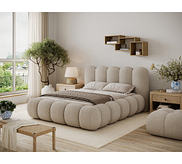 Oloroso bed 160x200 with metal frame and storage compartment, brown bouclé Royal 20 1