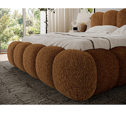 Oloroso bed 140x200 with metal frame and storage compartment, brown chenille Kendell 22 1