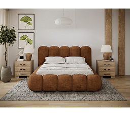 Oloroso bed 180x200 with metal frame and storage compartment, brick red plush Avexin 30 1