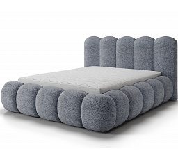 Oloroso bed 140x200 with metal frame and storage compartment, blue chenille Feldor 40 1