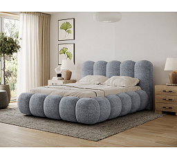 Oloroso bed 180x200 with metal frame and storage compartment, blue chenille Feldor 40 1