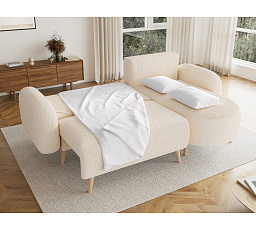 Bawal corner sofa with sleeping function and storage compartment, light beige plush, right-hand side Avexin 18 188x100 Right 1