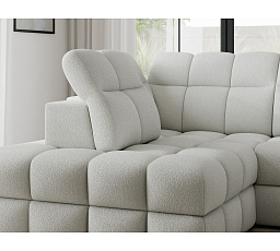 Bronon left-hand corner sofa with sleeping function and storage compartment, white velour Paolli 01 123x212 Left 1