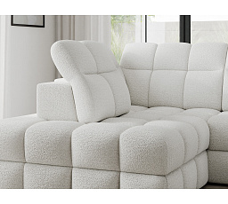 Bronon left-hand corner sofa with sleeping function and storage compartment, white bouclé Royal 01 123x212 Left 1