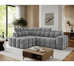 Bronon left-hand corner sofa with sleeping function and storage compartment, grey bouclé Royal 04 123x212 Left 1