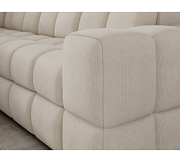 Bronon left-hand corner sofa with sleeping function and storage compartment, beige velvet Calmora 18 123x212 Left 1
