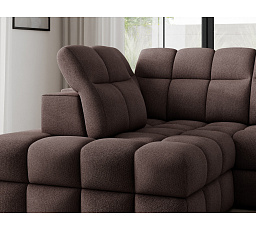 Bronon left-hand corner sofa with sleeping function and storage compartment, brown bouclé Tonall 22 123x212 Left 1