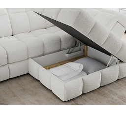 Bronon right-hand corner sofa with sleeping function and storage compartment, white bouclé Royal 01 123x212 Right 1