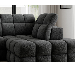 Bronon right-hand corner sofa with sleeping function and storage compartment, dark grey bouclé Royal 05 123x212 Right 1