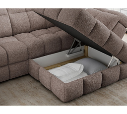 Bronon right-hand corner sofa with sleeping function and storage compartment, beige velour Paolli 18 123x212 Right 1