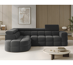 Carmenn corner sofa with sleeping function, storage compartment and adjustable headrests, dark grey plush, left-hand side Sola 06 205x126 Left 1