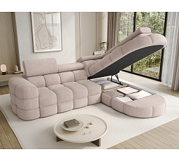 Carmenn corner sofa with sleeping function, storage compartment and adjustable headrests, light brown bouclé, right-hand side Xillar 20 205x126 Right 1