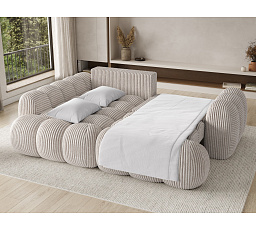 Cozion Corner Sofa Bed with Storage, White Velvet, Left-Hand Facing Modullo 01 202x140 Left 1