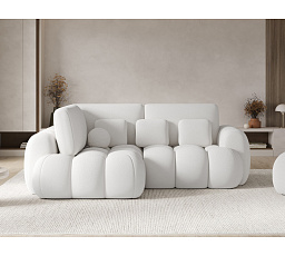 Cozion Corner Sofa Bed with Storage, White Velvet, Left-Hand Facing Paolli 01 202x140 Left 1
