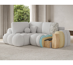 Cozion Corner Sofa Bed with Storage, Grey Bouclé, Left-Hand Facing Royal 04 202x140 Left 1