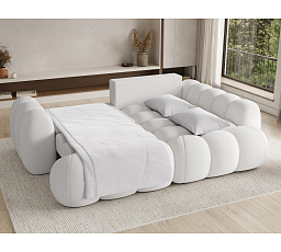 Cozion Corner Sofa Bed with Storage, White Velvet, Right-Hand Facing Paolli 01 202x140 Right 1