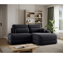 Ripeli Corner Sofa Bed with Storage, Black Velvet, Right-Hand Facing Modullo 10 180x128 Right 1