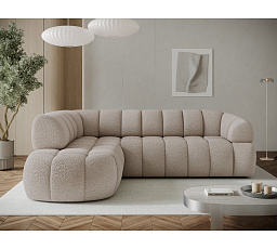 Tontano corner sofa with sleeping function and electrically extendable seat, beige bouclé, left-hand side Royal 18 183x77 Left