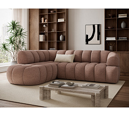 Tontano corner sofa with sleeping function and electrically extendable seat, brown plush, left-hand side Melno 20 183x77 Left
