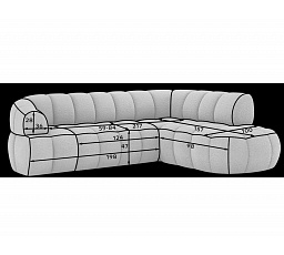 Tontano corner sofa with sleeping function and electrically extendable seat, gray bouclé, right-hand side Royal 04 183x77 Right