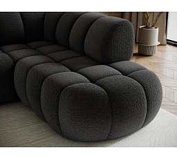 Tontano corner sofa with sleeping function and electrically extendable seat, dark gray bouclé, left-hand side Royal 05 183x77 Right
