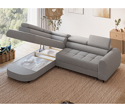Vesteria left-hand corner sofa with sleeping function and storage compartment, grey velvet Nube 03 120x200 1